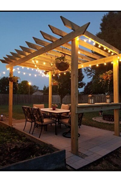 otantikdekorasyon Çardak Tente Ahşap Gölgelik 250 X 250