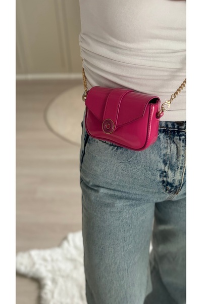 ESNEVA Women's Mini Size Gold Chain Stylish Design Cross Strap Hand and Shoulder Bag