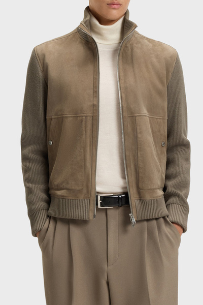 BOSS Regular Fit Dik Yaka Pamuk Karışımlı Kollu Süet Mont Erkek MONT 50547673...