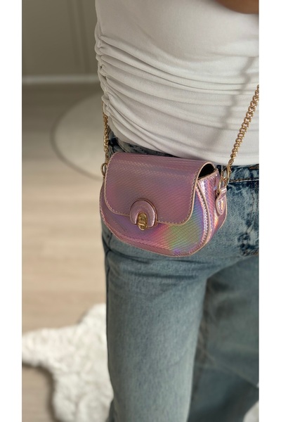 ESNEVA Women's Mini Size Gold Chain Stylish Design Cross Strap Hand and Shoulder Bag