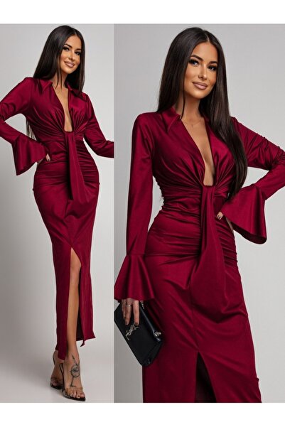 ADAMODA.RO Κομψό φόρεμα από λύκρα με μανίκια καμπάνα