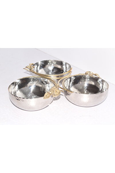 Lotus by ZClasse LOTUS ÇELİK PİRİNÇ AKSESUARLI ÜÇLÜ ÇEREZLİK 40X17X7CM