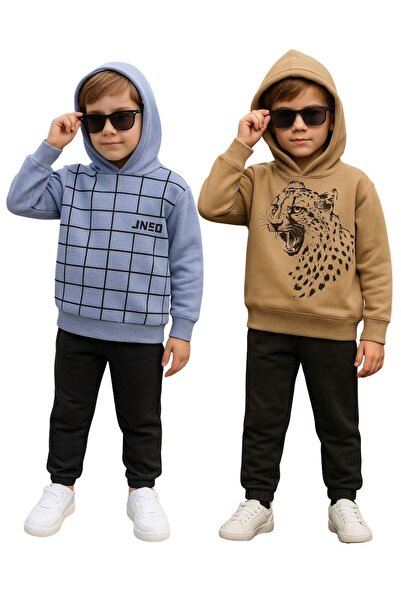 canmana kids&baby 2 bucăți cu glugă 3 fire cu căptușeală din fleece cu imprim...