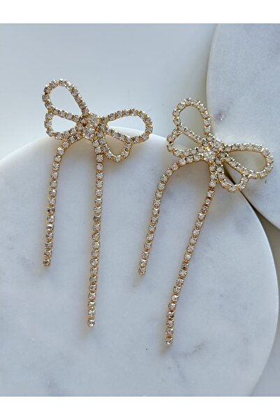 CHARMLUCKY Stone Bowknot Dangle Earrings
