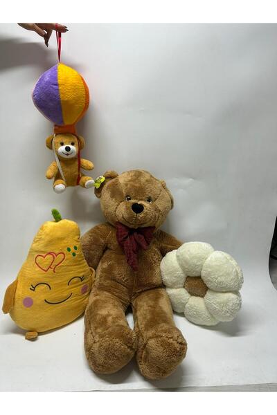 Özgüner Oyuncak Plush Gift Set – 80 cm Teddy Bear, Balloon Teddy Bear, Daisy and Avocado Pillow
