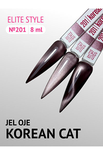 ELİTE STYLE Kalıcı Jel Oje Silk Korean Cat 201 Kahverengi 8 ml Kedi Gözü Etki...