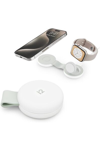 Twelve South محطة شحن Butterfly SE 2 في 1 Qi2 USB-C MagSafe، باللون الأبيض