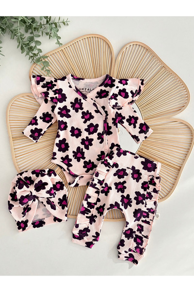 Jammybaby Bloomia Baby Girl Luxury 100% Cotton Ruffled Bodysuit Pants Ribbed Set