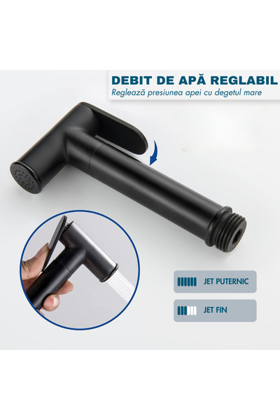 narvara Hygienic bidet shower set, hot/cold, built-in mixer, adjustable pressure, matte black