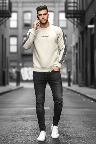 Oksit Comsumc Three Thread Ş Fleece-Lined Crew Neck Men's Sweatshirt