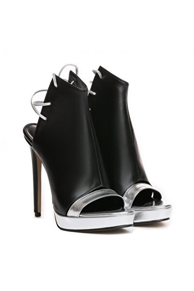 Vanilla Days Σανδάλια Monaco Stiletto, γνήσιο δέρμα, μαύρο & ασημί, τακούνι 1...