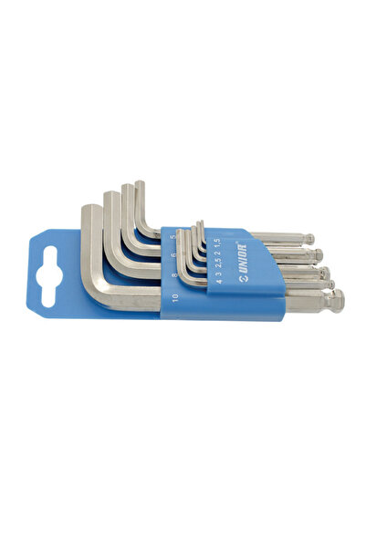 Unior Set de chei locas hexagonal scurte, cu cap sferic, in suport de plastic