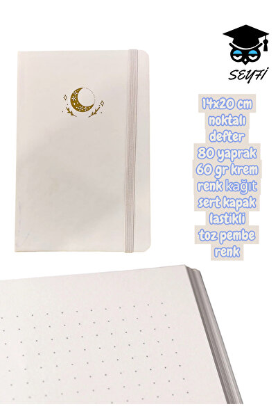 SEYFİKİRTASİYE 14x20 cm noktalı defter 80 yaprak 60 gr krem renk kağıt sert k...