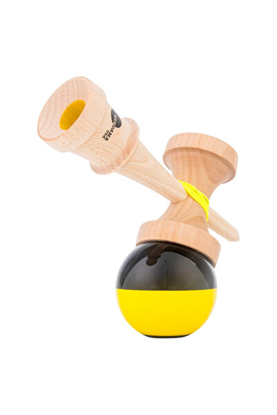 Kendama USA Kendama Kaizen Half Split - Jet Shape - Yellow & Black, Sticky