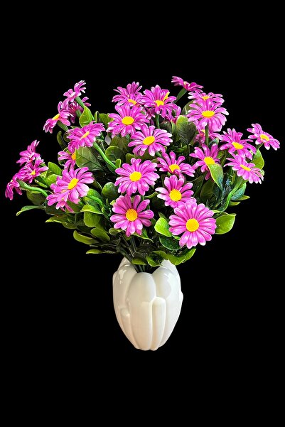 Perle Flowers 7 Dallı Renkli Yapay Papatya Buketi – Saksısız Beyaz Lila Mor T...