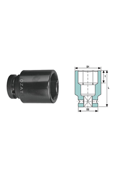 Özat Cap cheie tubulara de impact 3/4'' 6 laturi, lung 1 1/2''