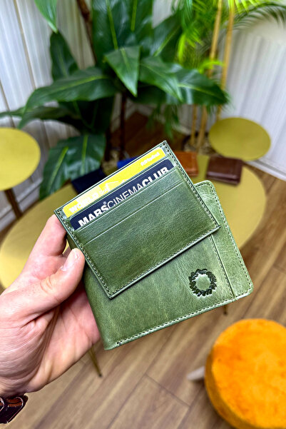 CüzCan M.UTD Antik Yeşil Hakiki Deri Kartlık Hediyeli Cüzdan - Kişiye Özel İs...