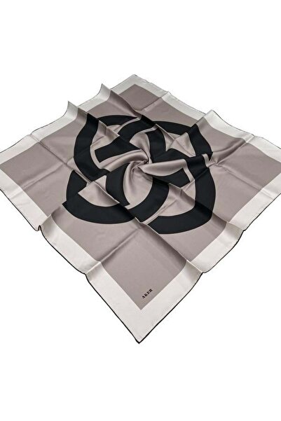 Aker وشاح حريري أسود من فرو المنك - 8800713 -915