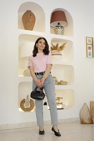 TUNAM BUTİK 1774-08 بنطلون جينز موم من فيوري باتشا ستون باللون الأزرق الفاتح