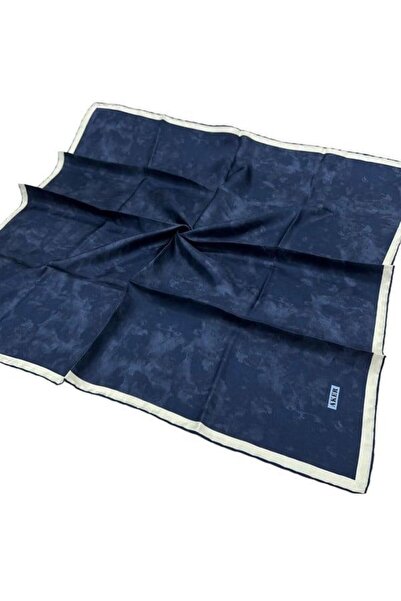 Aker Eșarfă din mătase twill albastru bleumarin crem - 7208713-922