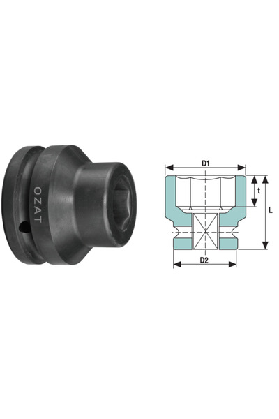 Özat Cap cheie tubulara de impact cu pereti subtiri 3/4'' 6 laturi, scurt 28