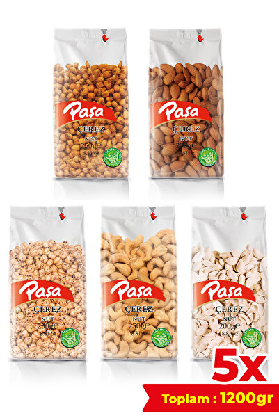 Paşa Kuruyemiş 5’li Kavrulmuş Kuruyemiş Paketi 1.2 kg | Soslu Mısır, Badem, K...