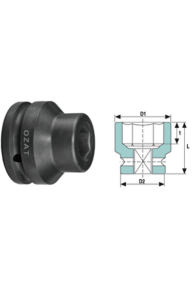 Özat Cap cheie tubulara de impact cu pereti subtiri 3/4'' 6 laturi, scurt 38
