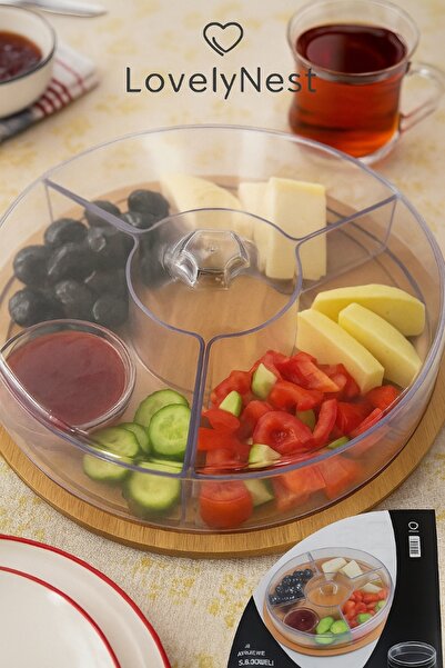 LovelyNest 5 Bölmeli Üst Kapaklı Bambu Kahvaltı Seti