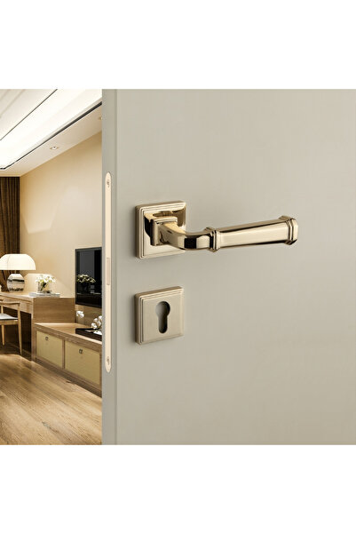 System Rodın Rozetli Kapı Kolu Gold Renk Yale ( Dış Kapı Rozetli)