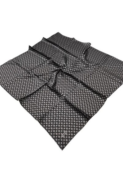 Aker İpek Eşarp - 8921701-371 Gümüş Siyah Sura