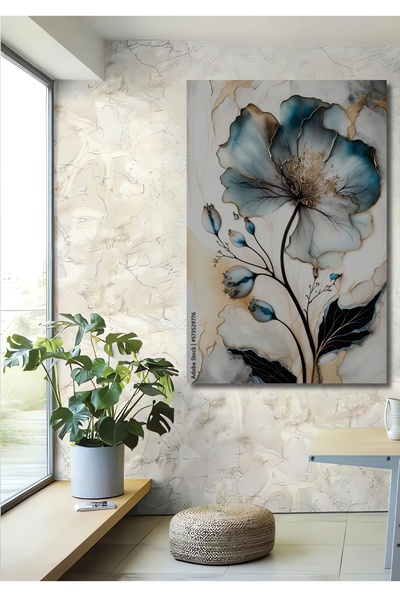 Teona Ahşap Sulu boya görünümlü Zarif Çiçek Ahşap Dekoratif Tablo Sanat Eseri...
