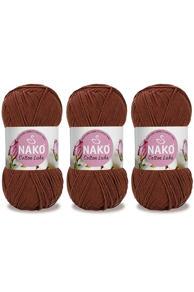 NAKO Cotton Lüks El Örgü İpliği 100 Gr 3 ADET Renk No:97556 KIZIL KAHVE