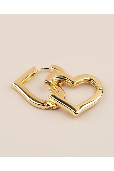 Portakal Esintisi Lovelle Heart Hoop Steel Earrings