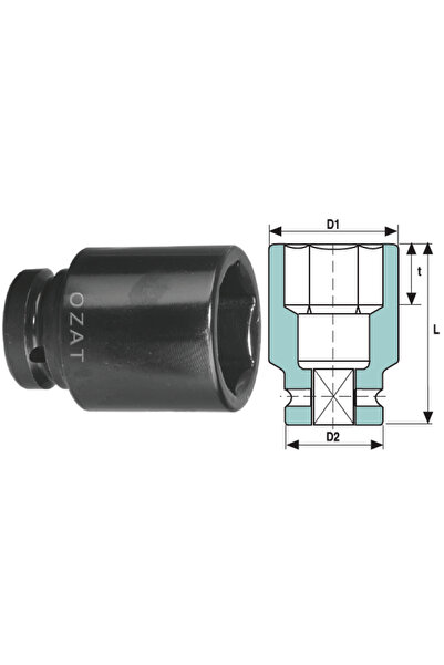Özat Cap cheie tubulara de impact 1'' 6 laturi, lung 75