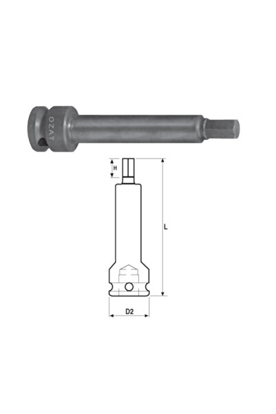 Özat 3/4'' impact socket with external hexagon profile, one piece, 150 mm lon...
