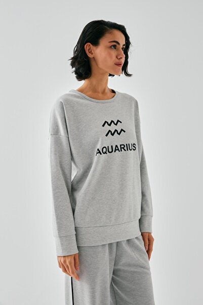 Akbeniz Women's Gray Aquarius Oversized 2 Thread Tracksuit Home Wear Set