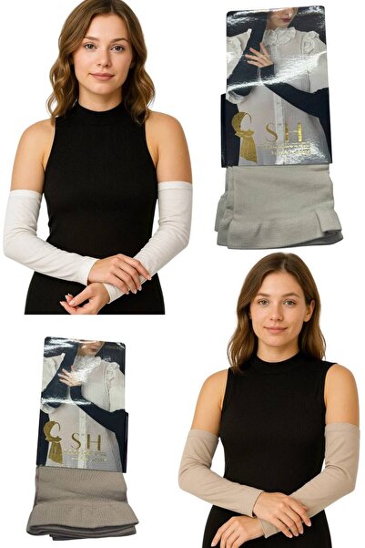ALDAYER 2 Pairs of Arm Sleeves Aimed at Sandy Stretch Fabric Combed Cotton Embroider
