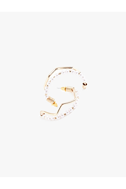 Koton Geometric Hoop Earrings with Pearls