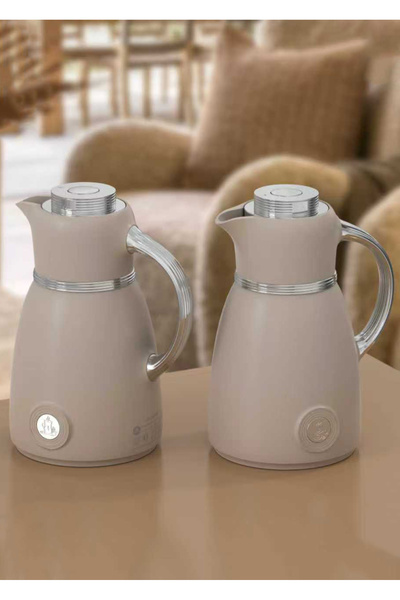 LALOZA Lalooza 2-piece thermos set for tea and coffee, 1 liter + 1 liter, with a silver frame