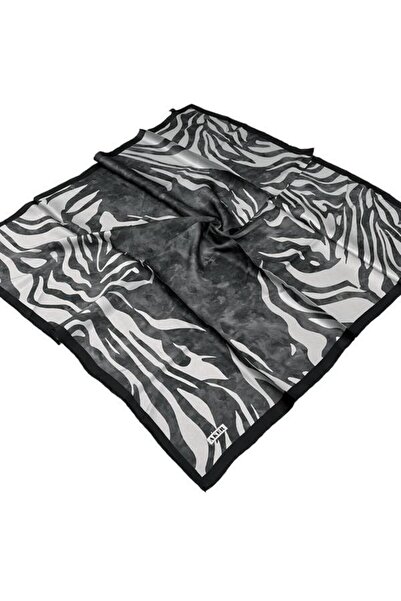 Aker 8478701 -311 Silver Black Silk Scarf - Sura