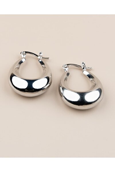 Portakal Esintisi Orvessa Oval Hoop Steel Earrings