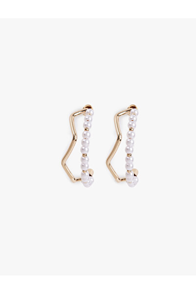 Koton Geometric Hoop Earrings with Pearls