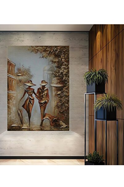Teona Ahşap Romantik Yağlı Boya Görünümlü Bohem Sanat Aşıklar Ahşap Dekoratif...