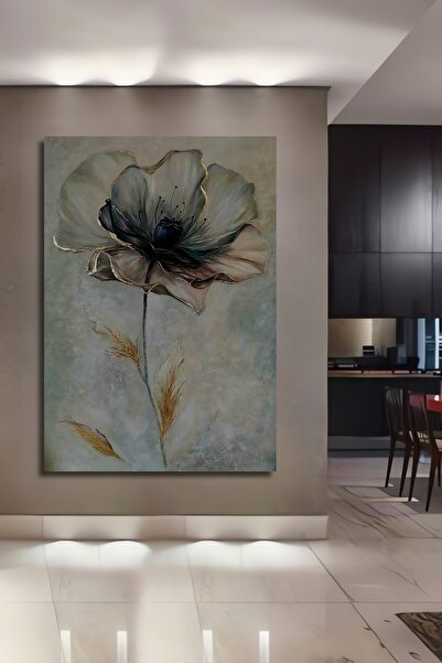 Teona Ahşap Altın Varaklı Bohem Çiçek Yağlı Boya Görünümlü Ahşap Dekoratif Ta...