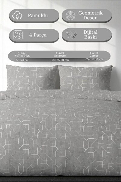 MODALİN 4-компонентний комплект постільної білизни для двомісного ліжка з цифровим принтом, модель Carel