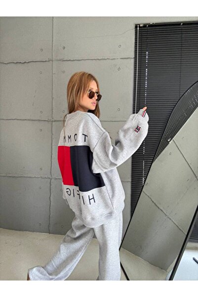 bonibon butikk Women's Quality Luxury Clothing 3 Thread Ş Fleece-Lined O Oversized Flexible High Waist Lower Upper Set