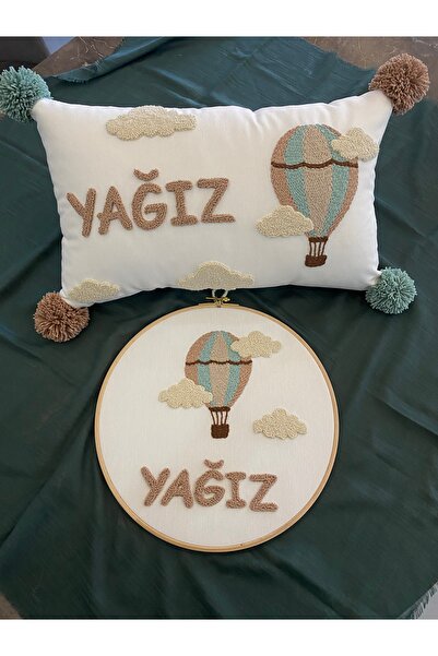 Glow İsimli bebek kapı süsü -takı yastığı takımı,punch nakışlı (İÇ DOLGUSUZ) ...