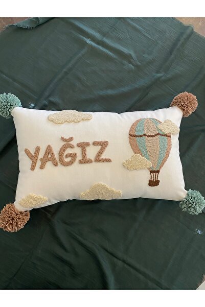 Glow Bebek takı yastığı,punch nakışlı (30x50 - sadece kılıf) isme özel, hediy...