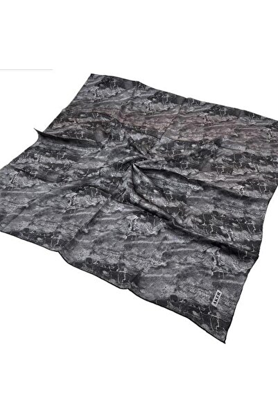 Aker İpek Eşarp - 8925701-312 Gri Siyah Sura