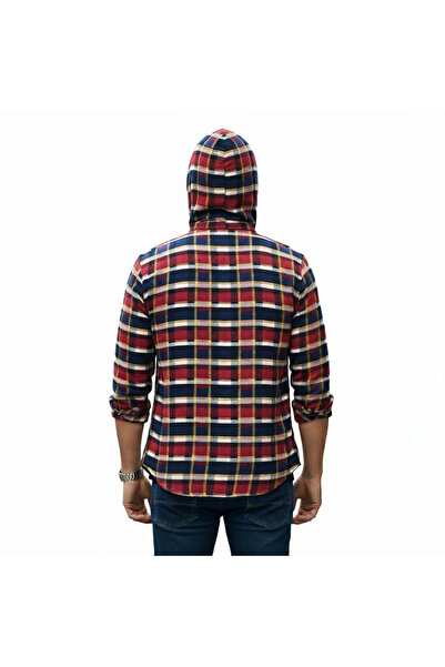 STITCH by MH Men's Checkred Hoodie Shirt - Red
